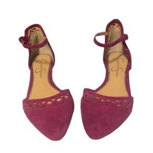 Jessica Simpson Zuka 2 Waltz Pink Pointed Toe Flats Ankle Strap Sz 7.5M